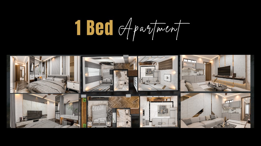 1-bed apartment interior, Madina Mall & Residency